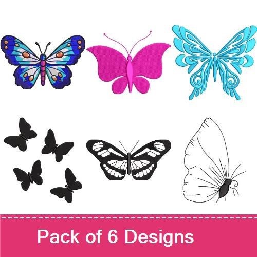 Colorful Butterflies Embroidery Designs Bundle – Vibrant Butterfly, Elegant Blue & More (6 Designs)