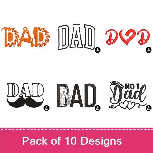 Father's Day Embroidery Designs Bundle – Best Dad Ever, World's Best Dad, No. 1 Dad & More (10 Designs)