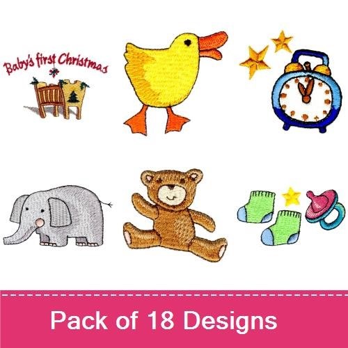 Adorable Baby Embroidery Designs Bundle – Duck, Elephant, Teddy Bear & More (18 Designs)
