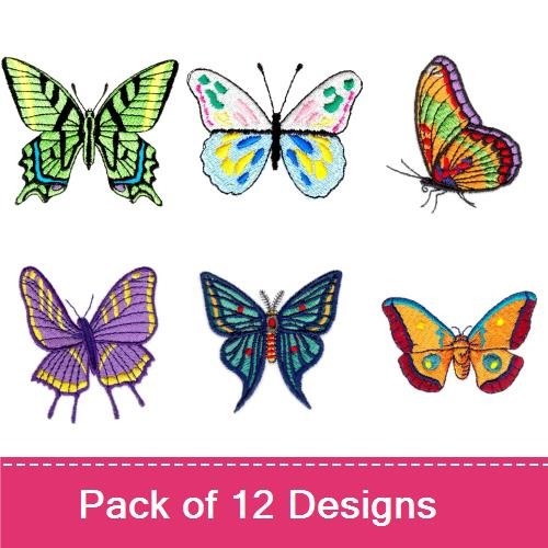 Colorful Butterflies Embroidery Bundle – Large Butterfly, Green Butterfly, Blue Butterfly & More (12 Designs)
