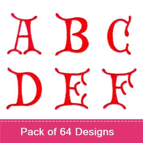 Redwork Elegant Red Alphabet Embroidery Bundle – Red Letter A, Red Letter B, Red Letter C & More (42 Designs)