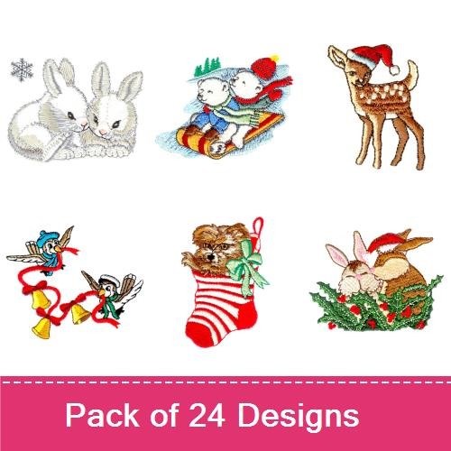 Bunny & Snowman Embroidery Bundle – Holiday Designs (24 Designs)