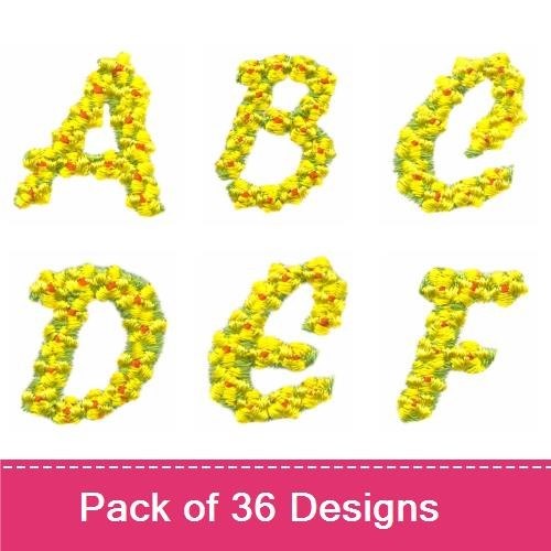 Floral Alphabet Embroidery Designs Bundle – A, B, C, D, F, J, K & More (26 Designs)