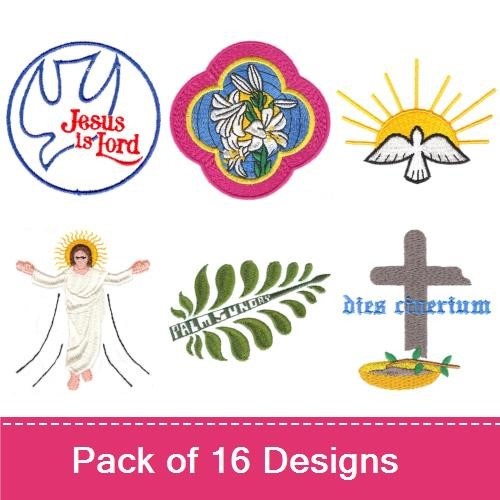 Christian Faith Embroidery Designs Bundle – Dove with Jesus is Lord, Cross with Circle, Jesus Portrait & More (16 Designs)
