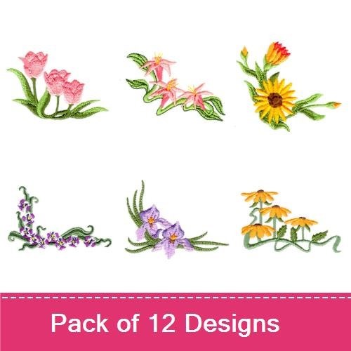 Elegant Floral Embroidery Bundle – Red Poppies, Orange Lilies, Pink Tulips & More (12 Designs)