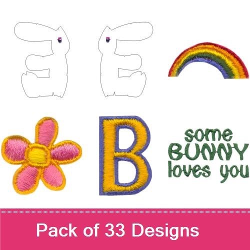 Whimsical Bunny Embroidery Designs Bundle – Magical Carrot, Pink Hat, Rainbow & More (33 Designs)