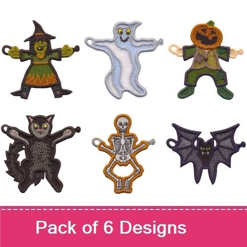 FSL Halloween Character Embroidery Bundle – Witch, Ghost, Pumpkin, Cat & More (6 Designs)