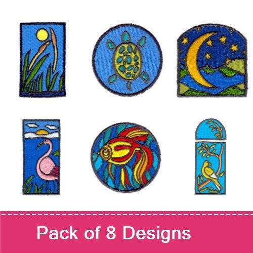 Nature and Wildlife Embroidery Bundle – Moonlit Reeds, Sea Turtle, Flamingo & More (8 Designs)