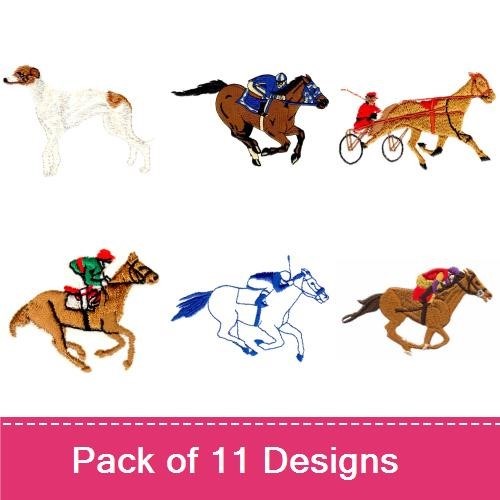 Horse Racing Embroidery Bundle – Jockey & Horses (11 Designs)
