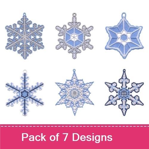FSL Winter Snowflake Embroidery Bundle – Snowflake Ornament, Large Snowflake, Delicate Lace & More (7 Designs)