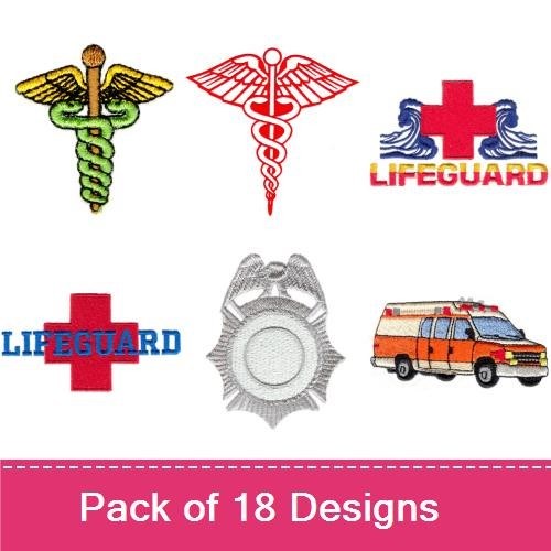 Medical Symbols Embroidery Designs Bundle – Star of Life, Caduceus, Red Cross & More (18 Designs)