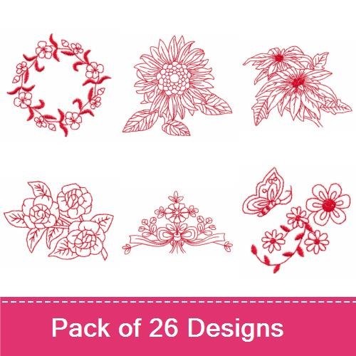 Redwork Florals