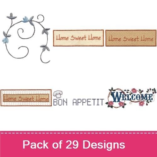 Redwork Home Sweet Home Embroidery Bundle – Charming Floral Border, Ornamental Frame & More (29 Designs)