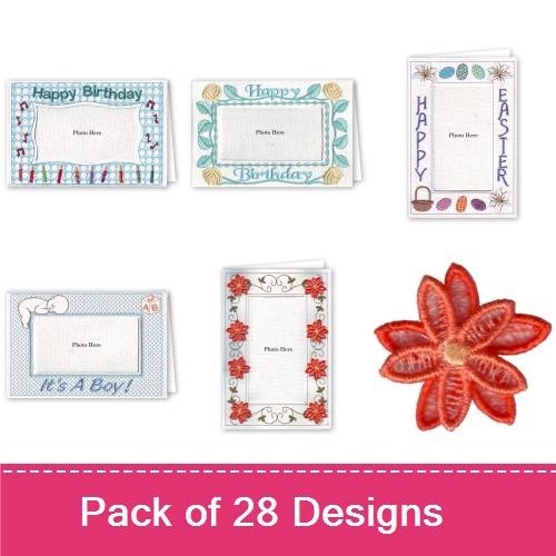 Holiday & Birthday Greeting Cards Embroidery Designs Bundle – Christmas, Birthday, Valentine's Day & More (28 Designs)