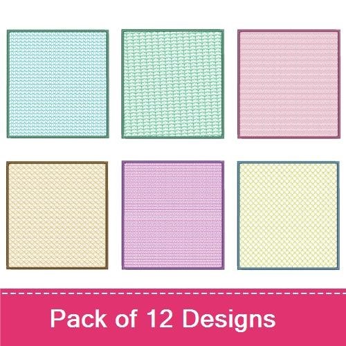 Geometric Pattern Embroidery Designs Bundle – Wavy, Grid, Diagonal Striped & More (12 Designs)