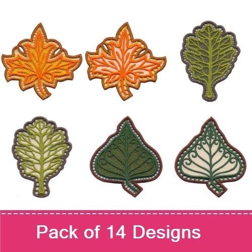 FSL Autumn Leaves Embroidery Designs Bundle – Maple Leaf, Simple Leaf, Green Leaf & More (14 Designs)