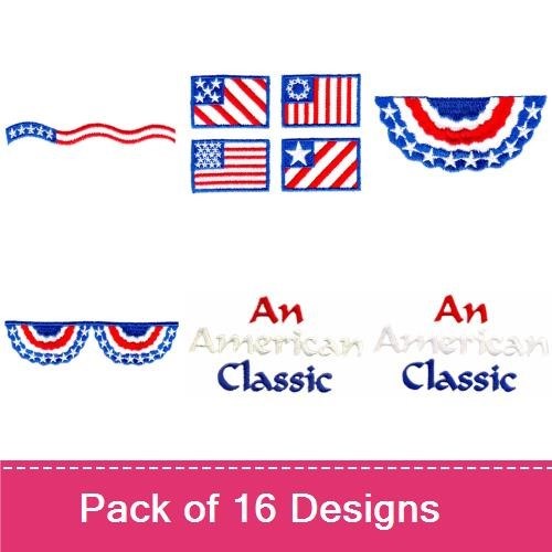 Patriotic Americana Embroidery Bundle – Eagle with Stars, American Flag, Fireworks & More (16 Designs)
