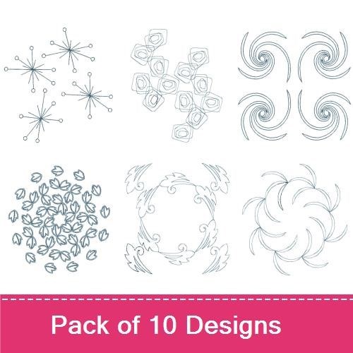 Elegant Abstract Motifs Embroidery Designs Bundle – Circular Leaf, Abstract Spiral, Floral Swirl & More (10 Designs)
