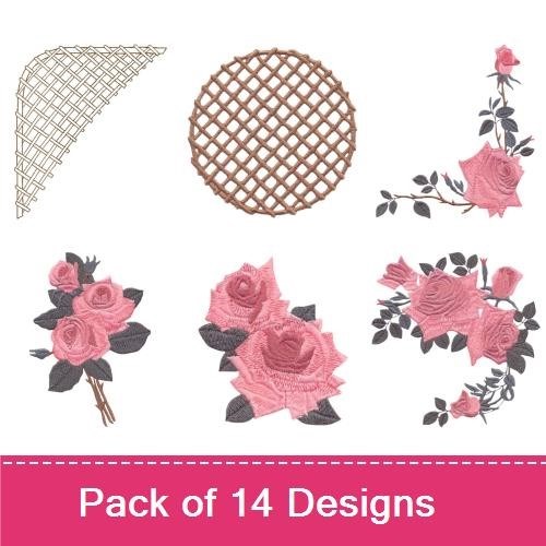 Antique Rose & Lattice Border Set