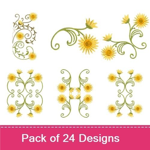 Strawflower Swirls Floral Set