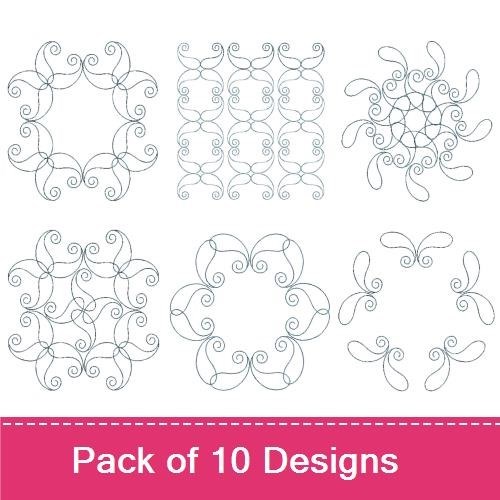 Redwork Elegant Swirl Embroidery Bundle – Swirl Frame, Floral Swirl, Elegant Twirls & More (10 Designs)