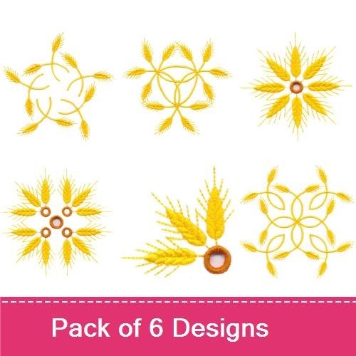 Golden Wheat Embroidery Bundle – Wheat Star, Radiant Wheat, Floral Wheat & More (6 Designs)