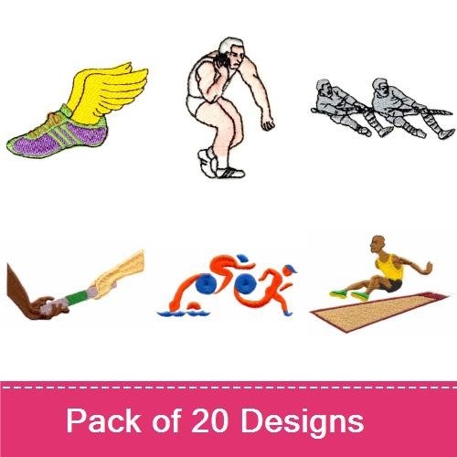 Track and Field Sports Embroidery Designs Bundle – High Jumper, Sprinter, Long Jumper & More (20 Designs)