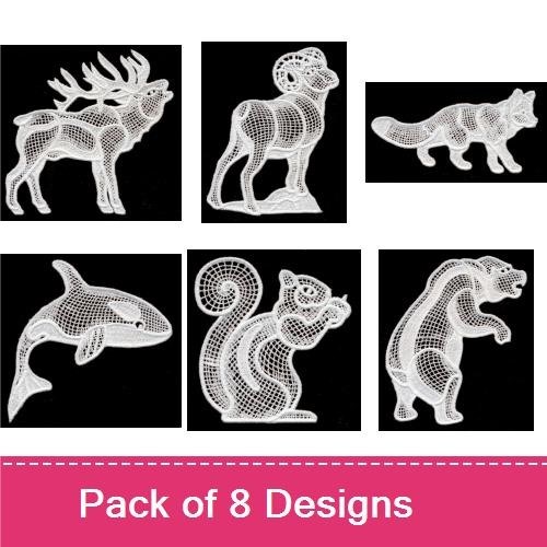 Wild Animal Embroidery Bundle – Moose, Ram, Fox & More (8 Designs)
