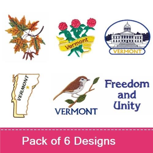 Vermont State Symbols Embroidery Bundle – State Flower, State Tree, Capitol & More (6 Designs)