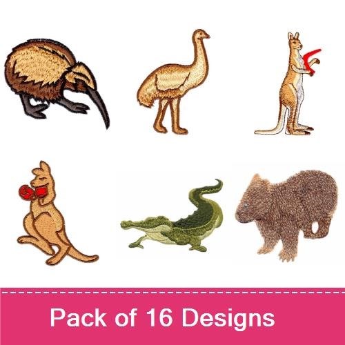 Kiwi Bird, Emu & Kangaroo Embroidery Bundle – Australian Wildlife (16 Designs)