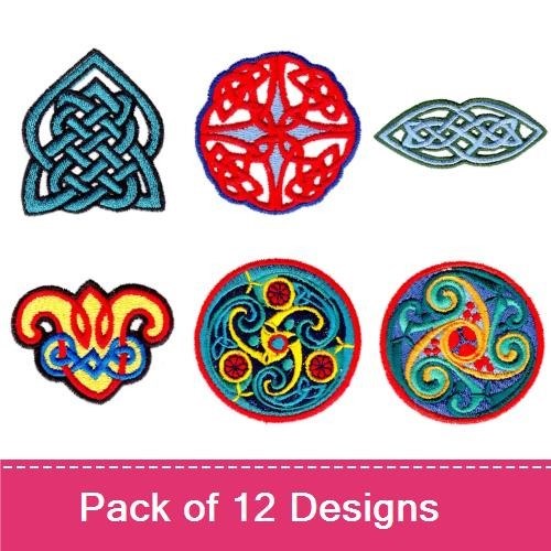Celtic Knotwork Embroidery Designs Bundle – Shield, Circle, Butterfly, Spiral & More (12 Designs)