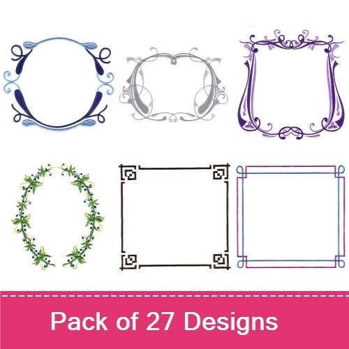 Redwork Elegant Vintage Frames Embroidery Designs Bundle – Square & Rectangular Frames, Intricate Corners & More (27 Designs)