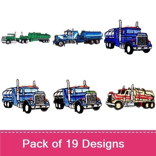 Classic Tanker Trucks Embroidery Designs Bundle – Green, Red, Blue, & More (19 Designs)