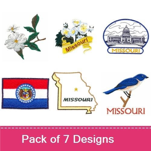 Missouri State Pride Embroidery Designs Bundle – State Flower, Flag, Capitol Building & More (7 Designs)