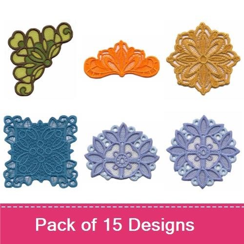 FSL Colorful Lace Embroidery Bundle – Intricate Lace Motifs & More (15 Designs)