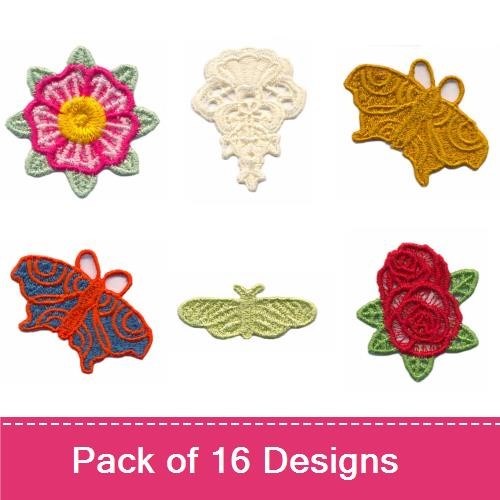 Freestanding Lace Flowers & Butterflies
