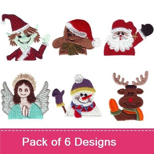 Festive Holiday Characters Embroidery Designs Bundle – Santa Claus, Christmas Elf, Gingerbread Man & More (6 Designs)