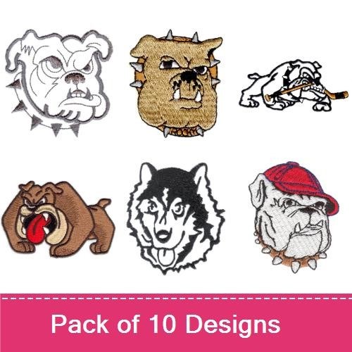 Bulldog Embroidery Bundle – Unique Bulldog Faces (10 Designs)
