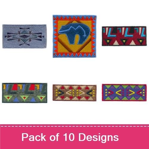 Southwestern Tribal Motifs Embroidery Bundle – Bear, Cactus, Geometric Pattern & More (10 Designs)