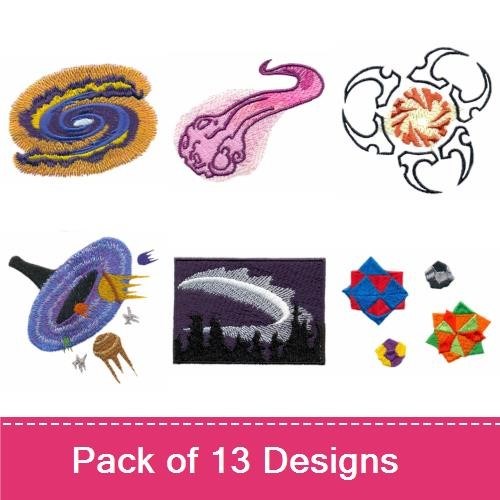Cosmic Embroidery Designs Bundle – Shooting Star, Galaxy Swirl, Blue Star & More (13 Designs)