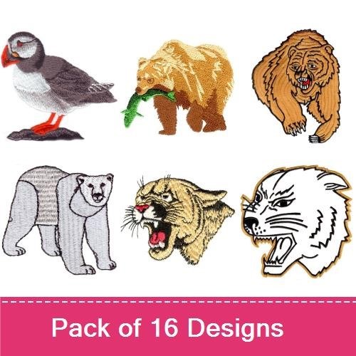 Puffin & Bear Embroidery Bundle – Wildlife Designs (16 Designs)