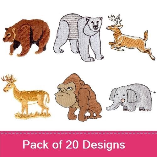 Wildlife Animals Embroidery Bundle – Bear, Panda, Beaver & More (20 Designs)