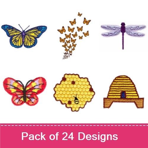 Colorful Butterflies & Insects Embroidery Designs Bundle – Green, Red, Blue, & More (24 Designs)