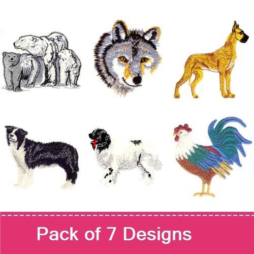 Animal Embroidery Bundle – Bears, Wolves & Dogs (7 Designs)