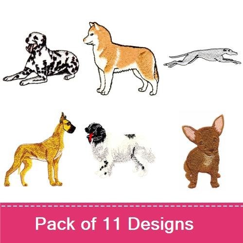 Dalmatian, Shiba Inu, Greyhound, Boxer Embroidery Bundle – Dog Breeds (6 Designs)