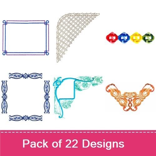 Elegant Ribbon & Lace Embroidery Bundle – Lace Corner Design, Lace Frame, Ribbon Border & More (22 Designs)