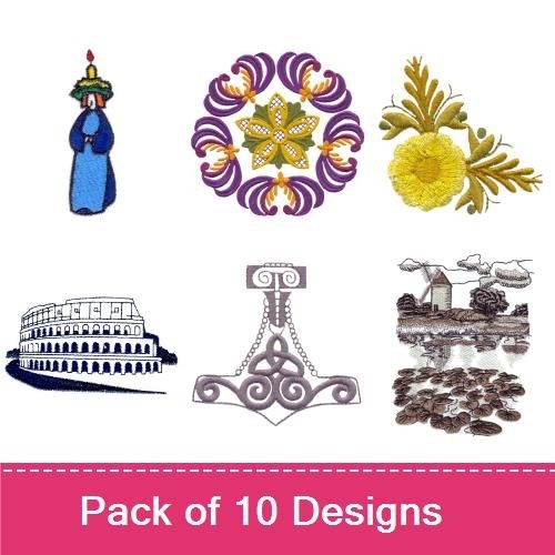 Celtic & Heritage Embroidery Designs Bundle – Colosseum, Celtic Knot, Celtic Cross & More (10 Designs)