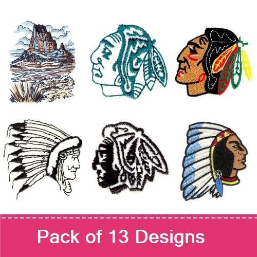 Native American Heritage Embroidery Designs Bundle – Chief with Feather, Traditional Warrior, Cultural Face & More (13 Designs)