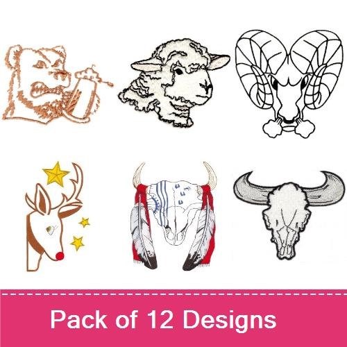 Animals Heads Outlined