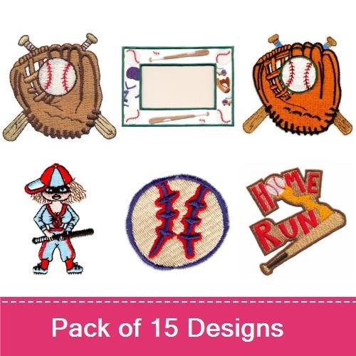 Baseball Embroidery Bundle – Glove, Bat, Player & More (15 Designs)